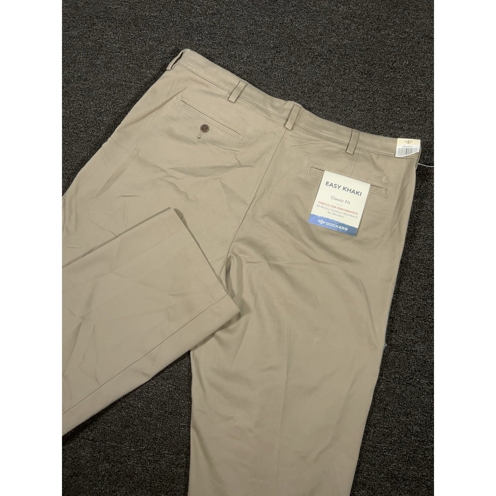 New Dockers Pants Men's 40x32 (Fits 42x31) Beige Easy Khaki Classic‎ Fit Stretch